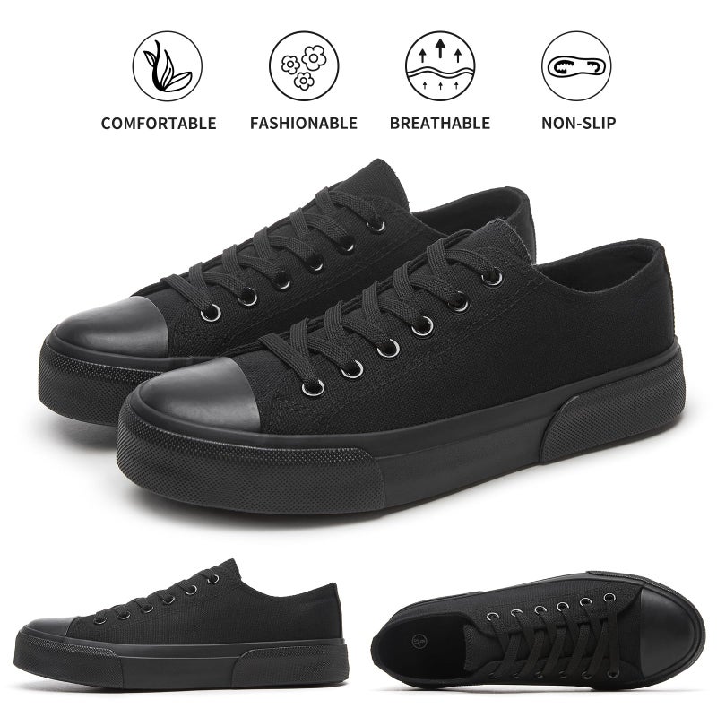 hash bubbie Women's Canvas Shoes Fashion Canvas Sneakers for Women Casual Tennis Shoes Low Top Walking Shoes(Full Black,US7) - Image 5